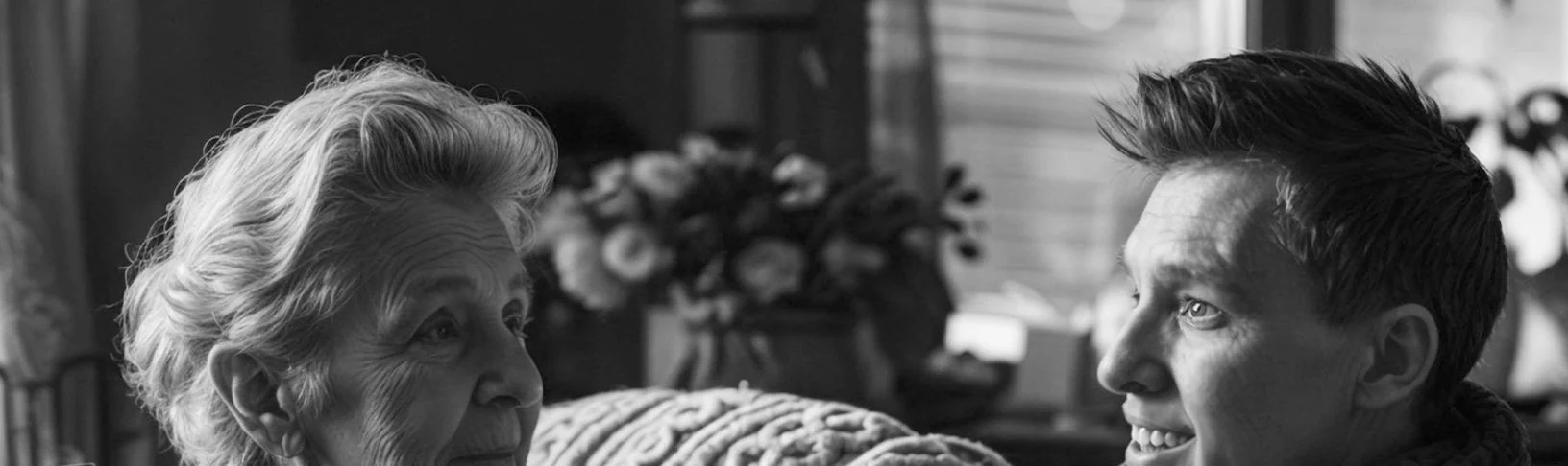 Una madre y su hijo conversando en el sillón