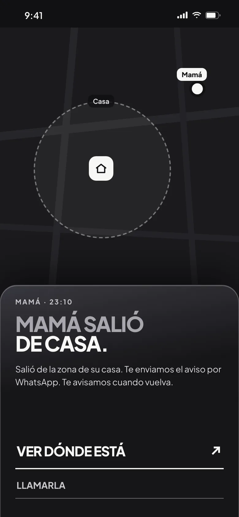 «Mamá salió de casa»: el aviso de la zona segura