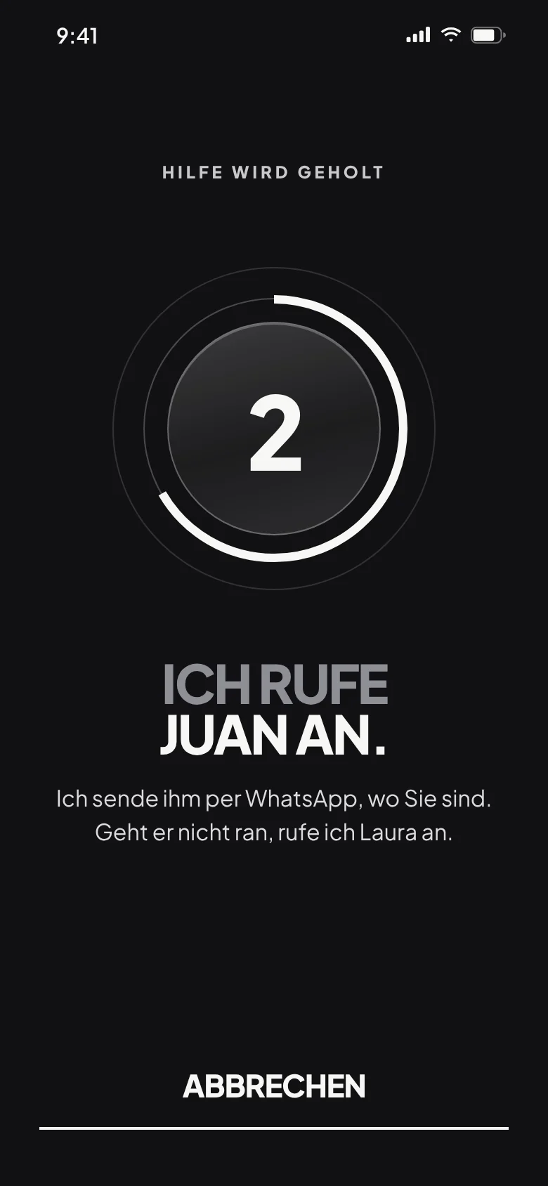 „Ich rufe Juan an“: Hilfe holen mit Countdown