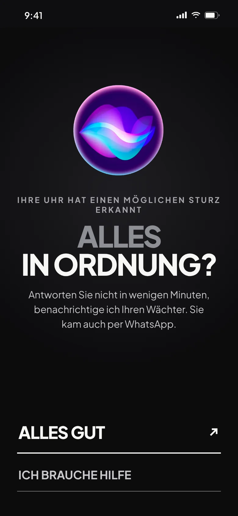 „Alles in Ordnung?“: Die Uhr hat einen möglichen Sturz erkannt