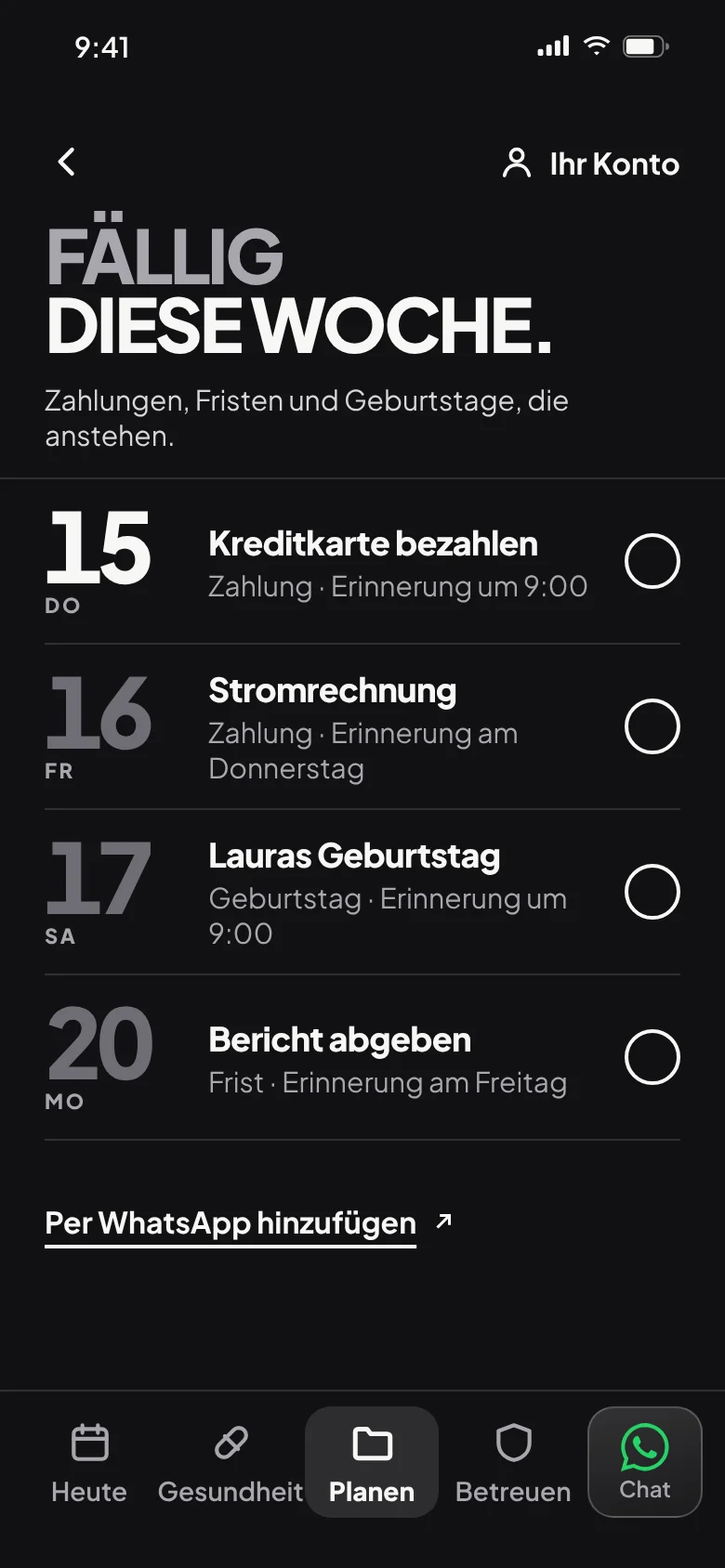 Diese Woche fällig: Zahlungen, Fristen und Geburtstage