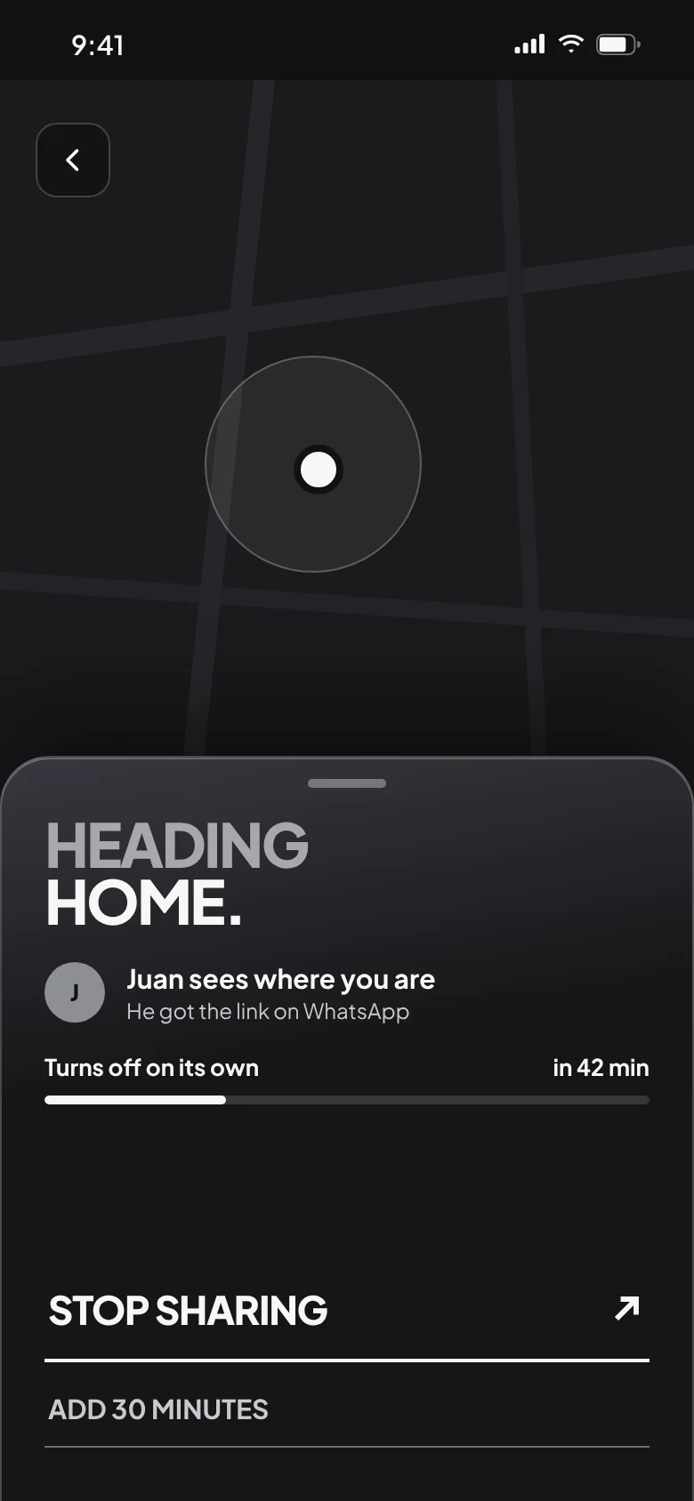 “Heading home”: Juan sees where you are until you get there