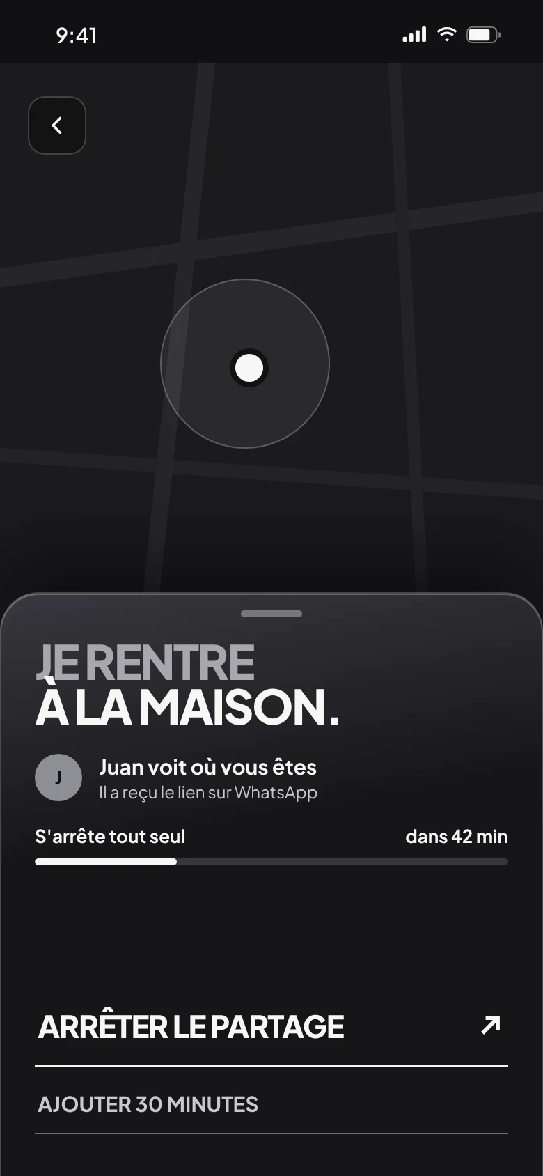 « Je rentre à la maison » : Juan voit où vous êtes jusqu'à votre arrivée
