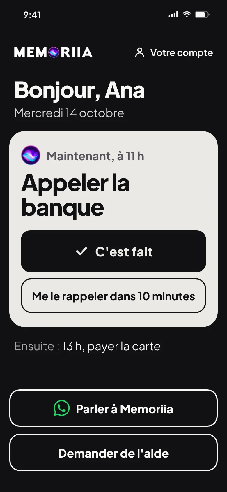 Le mode simple : « Appeler la banque » avec de gros boutons