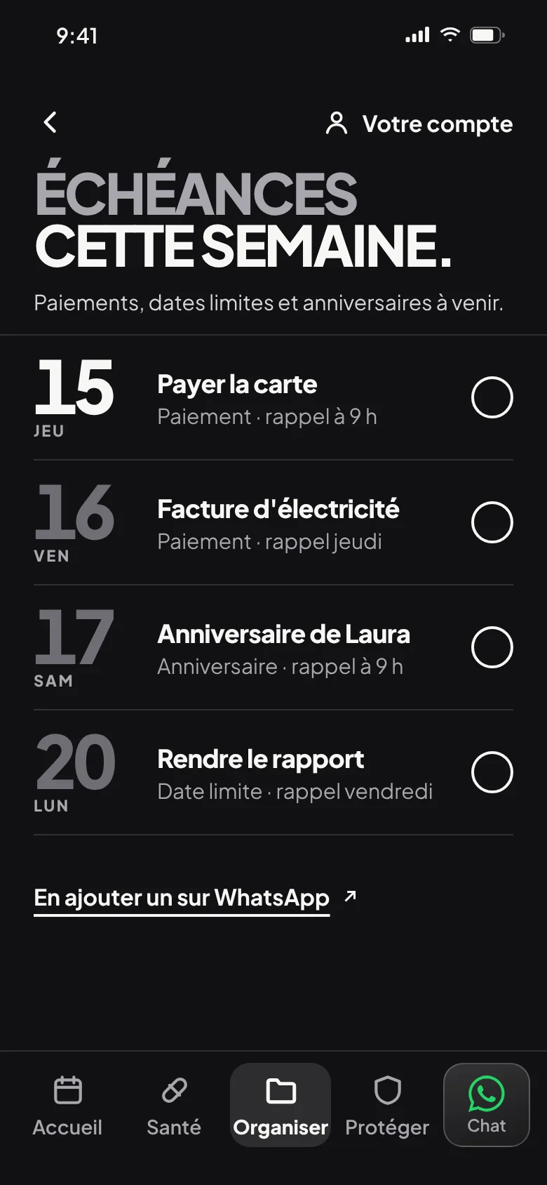 Cette semaine : paiements, dates limites et anniversaires