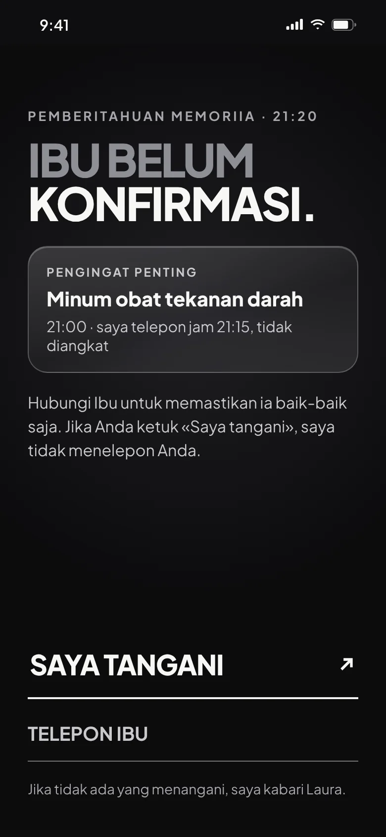 Wali menerima pemberitahuan: «Ibu belum mengonfirmasi»