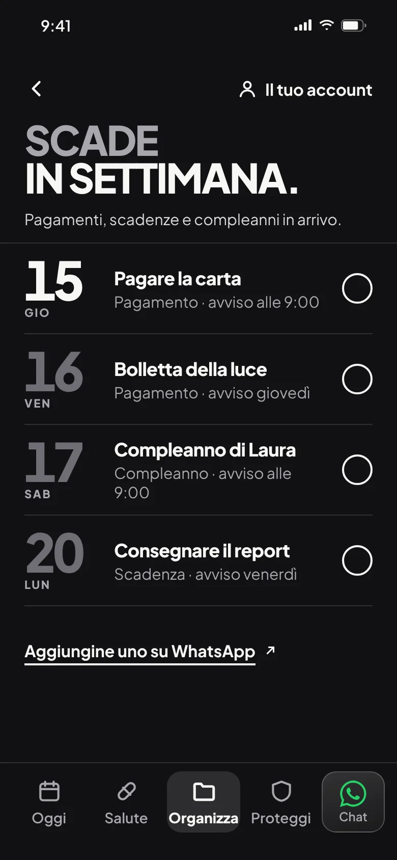 Scade questa settimana: pagamenti, scadenze e compleanni