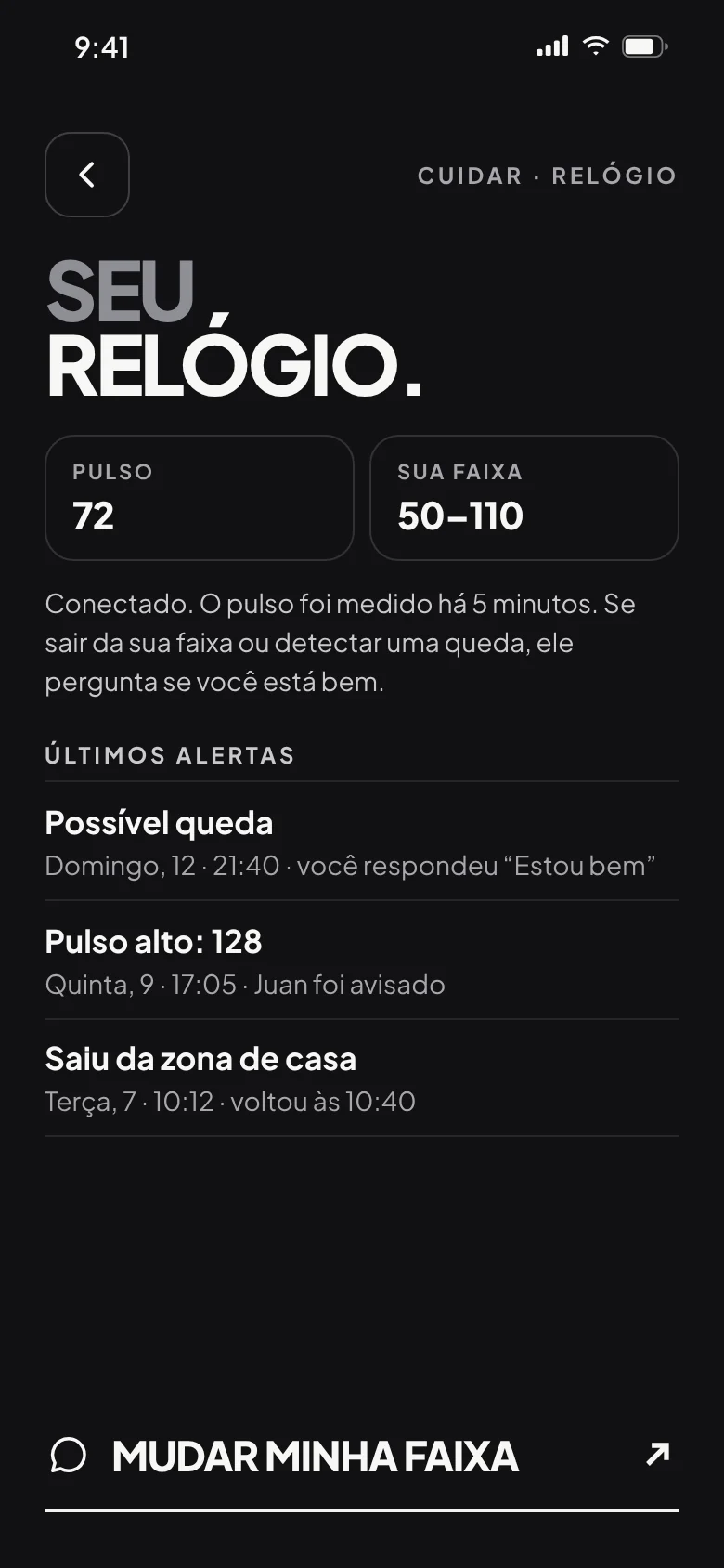 Seu relógio: pulso, faixa e últimos alertas